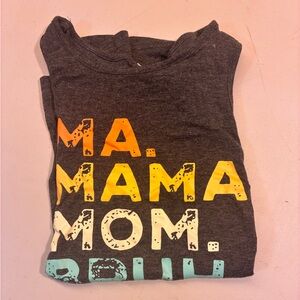 Womens Graphic "ma mama mom bruh" muscle tee - Gray with Multicolor graphics